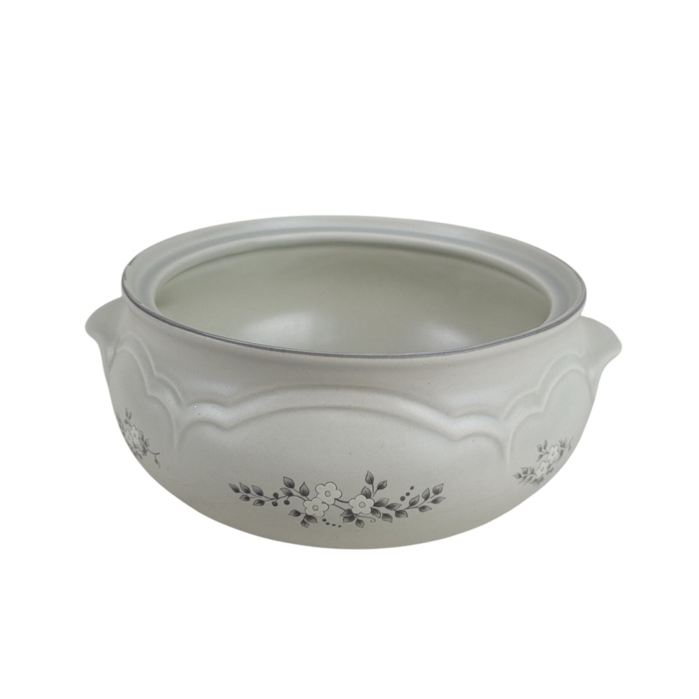 Pfaltzgraff Heirloom 2 Qt Round Casserole Dish 315 Gray Floral Stoneware‎ USA